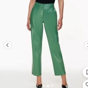 BABATON KELLY GREEN FAUX LEATHER TROUSERS  SZ 10